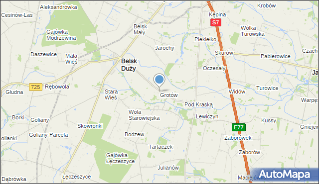 mapa Grotów, Grotów gmina Belsk Duży na mapie Targeo